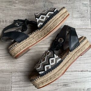 Black and White Espadrille Sandals